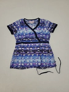 Koi Scrubs Women’s Size XS Blue/Purple  Scrub Top 100% Cotton - Picture 1 of 6