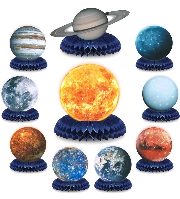 10 Pieces Space Solar System Theme Honeycomb Centerpieces Table Topper Space - Image 1 of 4
