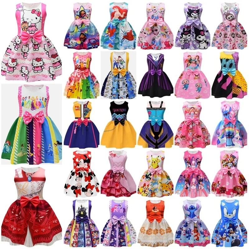 Girls Disney Princess Dress Cosplay Costume Carnival Xmas Party Bowknot Dress - image 1 of 1