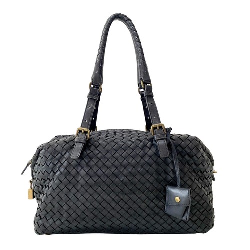 BOTTEGA VENETA Borsa da bowling in pelle nera intrecciata