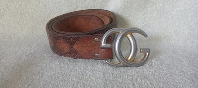 Auténtica hebilla GUCCI doble invertida G entrelazada con cinturón vintage  Foto 1 de 4