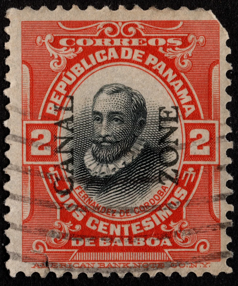 Canal Zone Stamp Scott # 32 Used - 2 Cents Vermilion & Black w/ Type I Overprint - Image 1 of 1