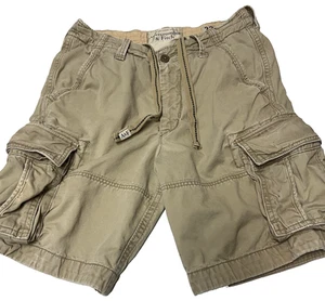 Y2K Abercrombie & Fitch Cargo Shorts Mens 33 Tan Paratrooper - Picture 1 of 9