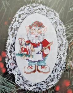 Lace Ornament "Elf" Cross Stitch Kit Size 3 1/2" x 5" - Picture 1 of 3