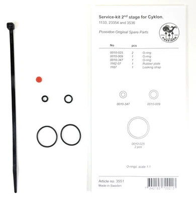 Poseidon Cyklon Service Rebuild Kit 2nd Stage Scuba Dive Regulator 3551 #5622 - Image 1 of 4