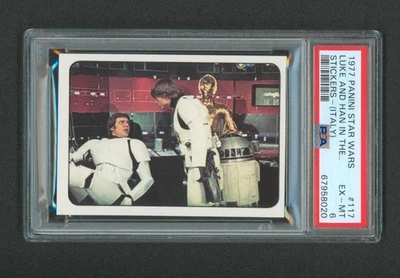 1977 Star Wars Panini Stickers Italy #117 Luke & Han Control Room PSA 6 - Image 1 of 2