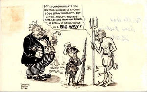 Humor Hitler licor el diablo destruyendo humanidad postal a120 - Imagen 1 de 2