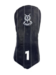 New Links & Kings St Andrews Links Black Genuine Leather Driver Headcover - Picture 1 of 1