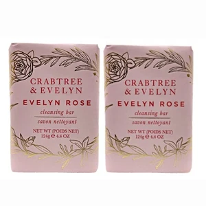Jabón en barra limpiadora Crabtree & Evelyn Scent Evelyn Rose 2x 124 g juego de 2 - Imagen 1 de 1