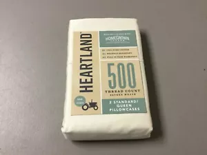 2 fundas de almohada Heartland Sateen Weave 500 TC algodón queen cultivadas en casa marfil #1318L - Imagen 1 de 2