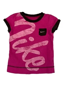 Nike Girl Size 4T Shirt Pink & Brown Short Sleeve with Emblem - Picture 1 of 7