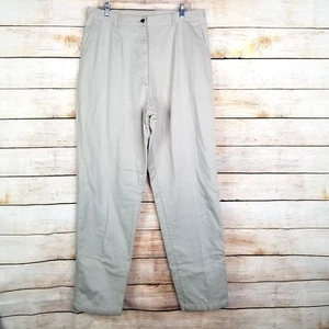 VTG LL Bean Womens Flannel Lined Chino Pants Beige Khaki Size 18 Tall Mom - Picture 1 of 9