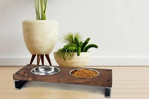 Dog Cat Bowl Stand Wooden Pet Bowl Wooden Dog Bowl Wooden Cat Bowl Food Bowl - Picture 1 of 7