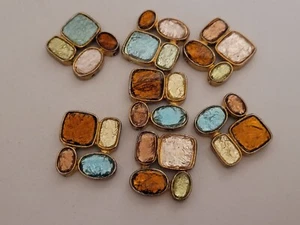 A Pack Of 7x Bright Sparkle Shiny Square Abstarct Twin Holed Beads For Crafting - Picture 1 of 8