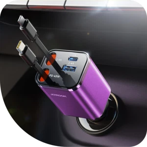 [2025 Ultra-Compact] Retractable Car Charger USB C 84W Car Accessories Adapter f - Picture 1 of 12