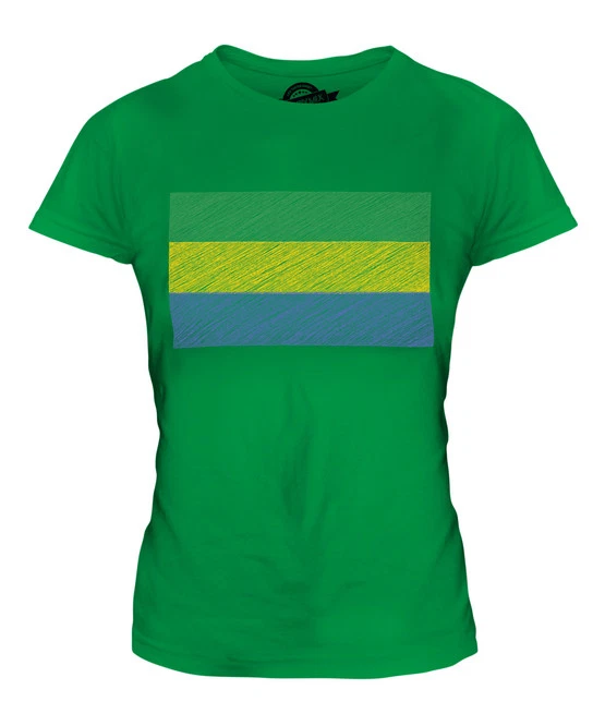 CAMISETA GABON SCRIBBLE FLAG DAMAS TOP REGALO FUTBOL GABONÉS Foto 1 de 1