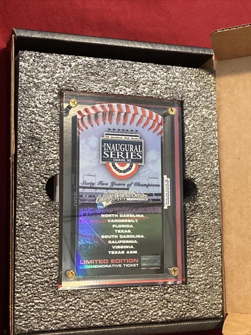 2011 COLLEGE WORLD SERIES Inaugural Ticket 387/500 SOUTH CAROLINA GAMECOCKS RARE Cover