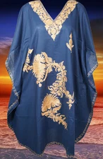 Kashmiri Embroidered Kaftan Blue My Mind Beach Cover Up Caftan Dress
