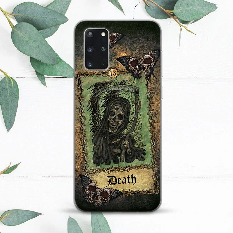 Grunge Creepy Dark 塔罗牌死亡保护壳 适用于三星 Note 20 S20 S21 S22 S23 S24 FE — 第 1/1 张图片
