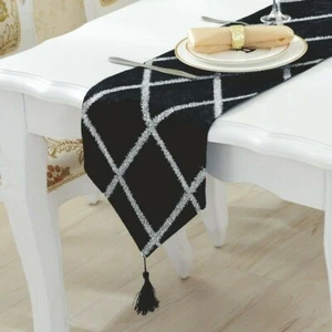 Samt Tischläufer Luxus Pailletten Rechteckig Tischdecke Flagge Heim Dekor - Bild 1 von 18