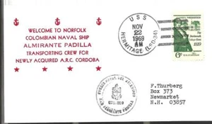 ALMIRANTE PADILLA 22 Nov 1969 Colombian Welcome to Norfolk Nicholson Cachet - Picture 1 of 1