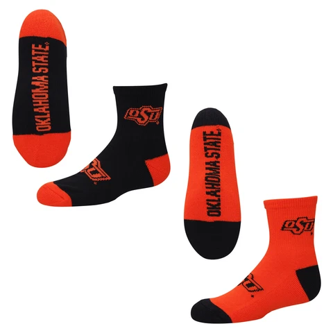 Youth For Bare Feet Oklahoma State Cowboys Two-Pack Quarter-Length Team Socks Cover