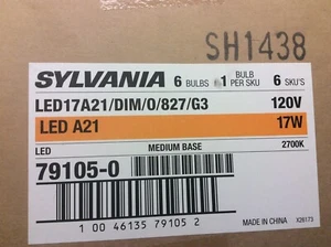 6 pk Sylvania 79105 Ultra LED Dimmable A21 Bulb 17W 120V 2700K CRI 80 Sealed Box - Picture 1 of 3