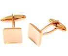 18K ROSE GOLD CUFFLINKS, SQUARE FLAT 13mm 0.5" BUTTON, SMOOTH, MADE IN ITALY
