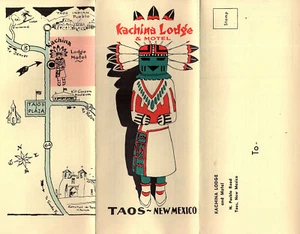 Kachina Lodge & Motel Taos New Mexico Vintage Travel Brochure/Mailer Locator Map - Picture 1 of 4