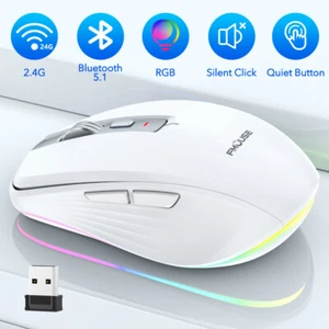 RGB Maus Kabellos USB Bluetooth Mouse 2400DPI Computer Notebook Laptop Funkmaus - Bild 1 von 26