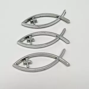 3X Jesus Emblem Christian Fish Sticker Badge 2”x0.75” Car Auto Small 3D Decal - Bild 1 von 4