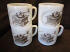 VTG. Set 4 Federal Milk Glass Cups mugs Moor Man's Coffee Grinder Mug 8 Oz 1960s