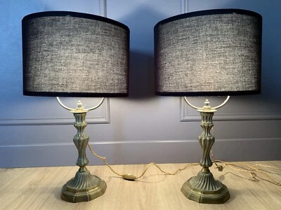 Très belle Paire de lampes en bronze de style Louis XV - XIXe - Photo 1/4