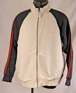 Mens Eddie Bauer Full Zip Fleece Lined Sweatshirt Spell Out Stripe Size Med - Picture 1 of 4
