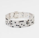Designer sterling silver studded black clear crystals bracelet by Tova