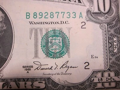 1981A $10 FRN #B89287733A - Image 1 of 4