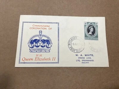 Pitcairn Islands 1953 FDC +QEII Coronation SG#17 +Bi-Color HM Crown Cachet - Image 1 of 2