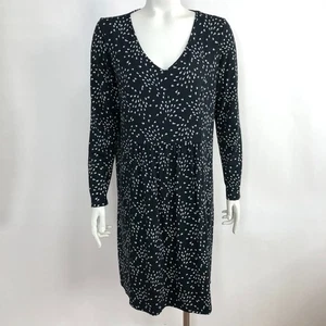 J. Jill Wearever Collection MP Petite Shift Black All Over Print V-Neck Dress - Picture 1 of 16