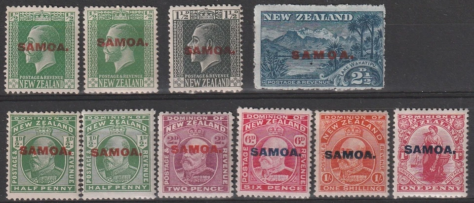 269) SAMOA 1914 / 1916- OVERPRINTED on NEW ZEALAND UNUSED WITH GUM - ALL PERFECT - Image 1 of 1