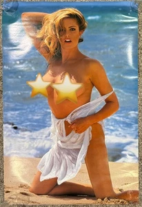 Hot Girl Sexy Vintage Poster 24x36”Switzerland Kirsten On The Beach 90s Mancave - Picture 1 of 4