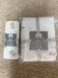 New Pottery Barn Kids Grogu The Child Mandalorian Crib Toddler Quilt Set - Picture 1 of 4