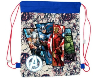 MARVEL AVENGERS DRAWSTRING PULL STRING P.E GYM SCHOOL BAG SWIMMING SPORT BAG - Picture 1 of 5
