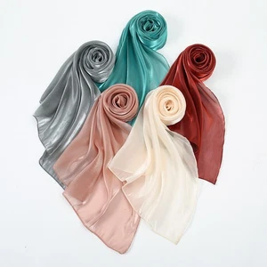 Beach Travel Long Satin Scarf Lightweight for Women Solid Color Accessory - Picture 1 of 22