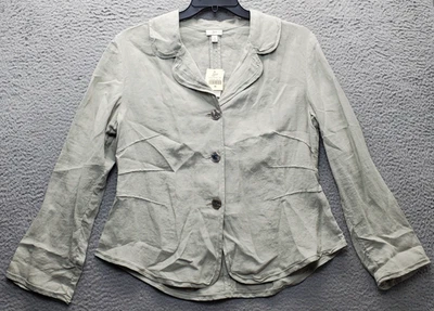 J. Jill Blazer Jacket Women M Gray Silk Single Breasted Peak Lapel Long Sleeve - Image 1 of 4