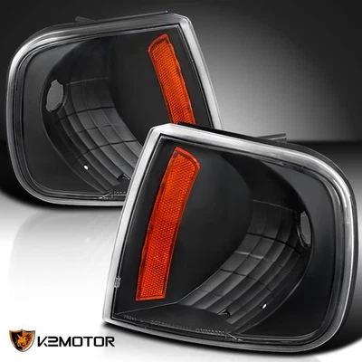 Fits 1997-2004 Ford F150 Expedition Black Corner Lights Turn Signal Lamps L+R - Image 1 of 4