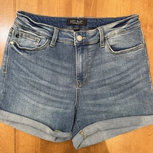 Judy Blue Denim Jean Cuffed Shorts Womens L Stretch Denim Gorpcore City - Picture 1 of 12