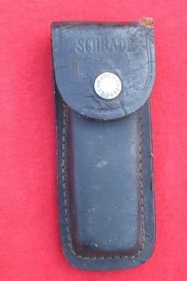 FUNDA CON SOLAPA DE CUERO VINTAGE SCHRADE EE. UU. PARA CUCHILLO LB7 USADA COLOR OSCURO Foto 1 de 3