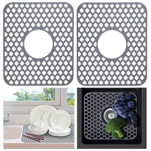 Sink Protectors for Kitchen Sink, 2PCS Silicone Grid Kitchen Sink Mat with Ce... - Picture 1 of 7