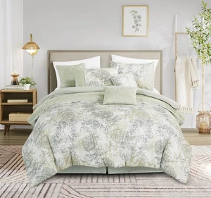 Chezmoi Collection Luxury 7-Piece Floral Embroidered Botanical Comforter Set - Picture 1 of 18