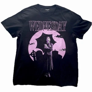 Old Navy Wednesday Color Black Purple Graphic Tee Shirt Size L Wednesday Addams - Picture 1 of 6